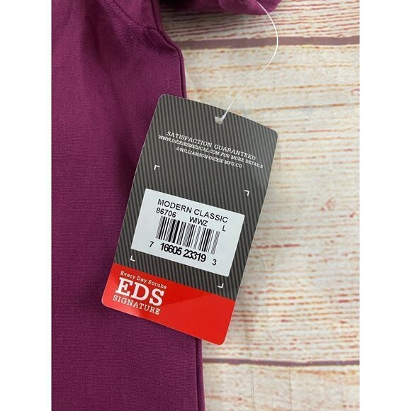 NWT Dickies Burgundy V Neck Short Sleeve Scrub Top - Large - Picture 2 of 10